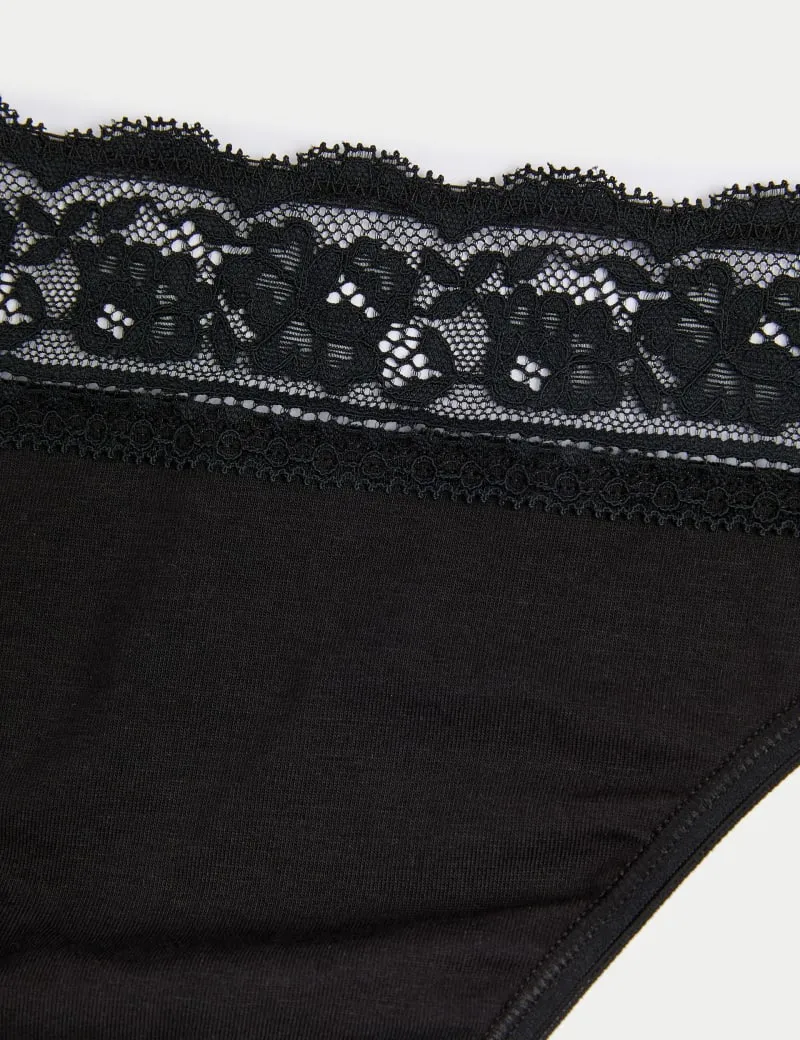 5pk Cotton Lycra® & Lace Knickers