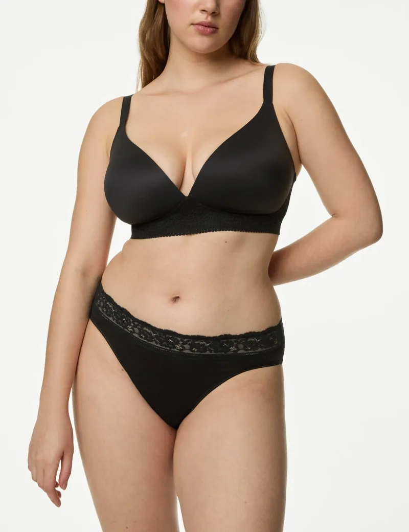 5pk Cotton Lycra® & Lace Knickers