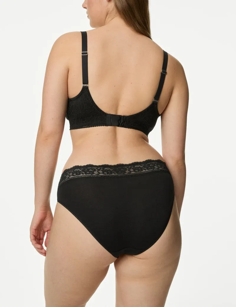 5pk Cotton Lycra® & Lace Knickers