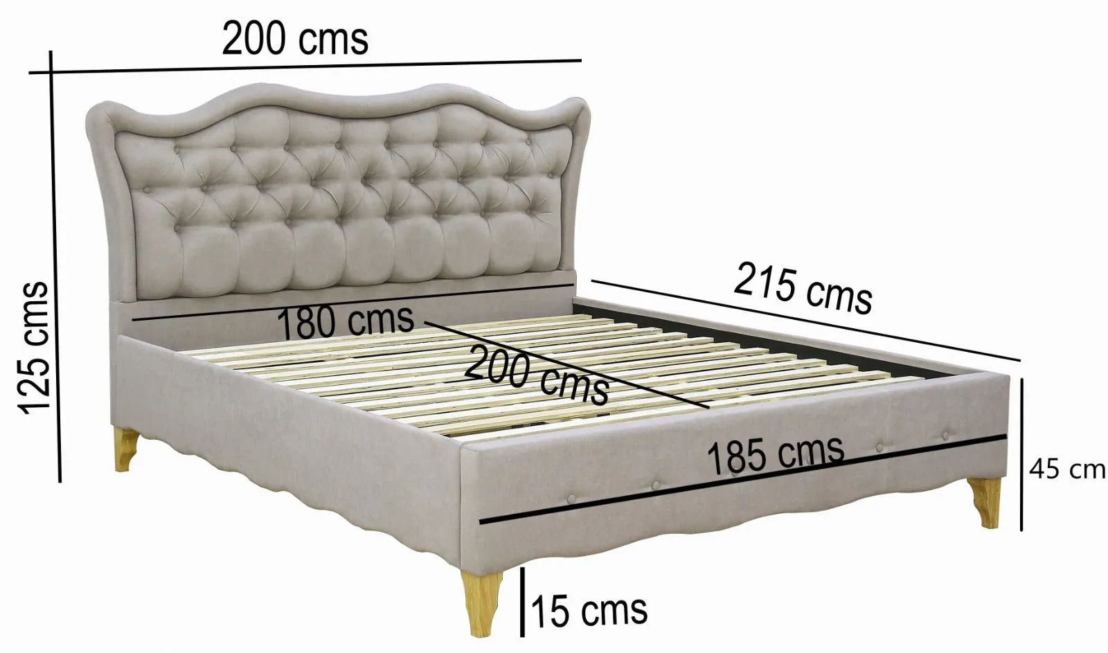 AFT KING BED FRAME UPHOLSTERED WITH SIDE TABLE