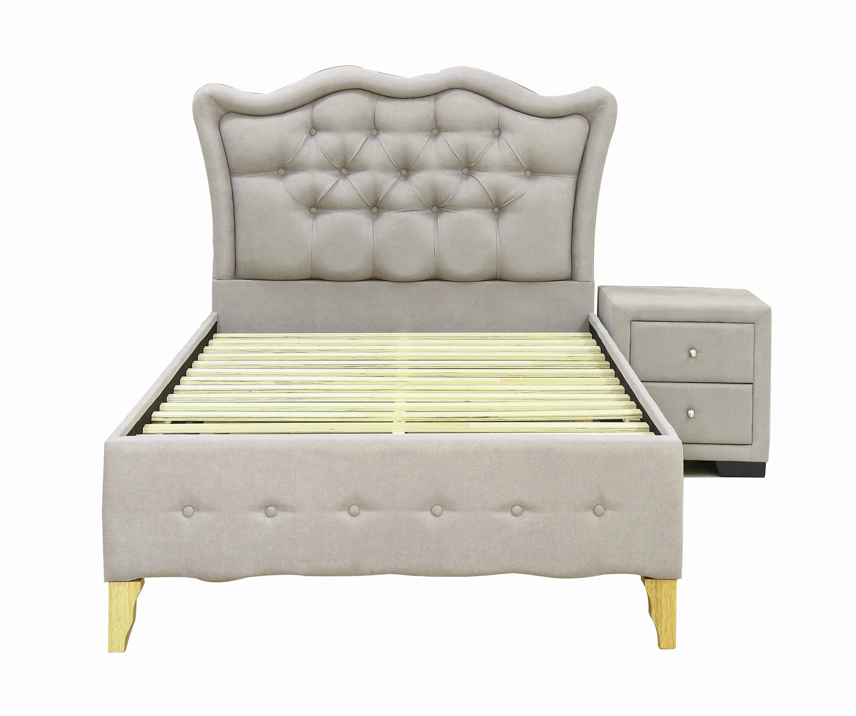 AFT PRIME TWIN BED FRAME UPHOLSTERED WITH SIDE TABLE
