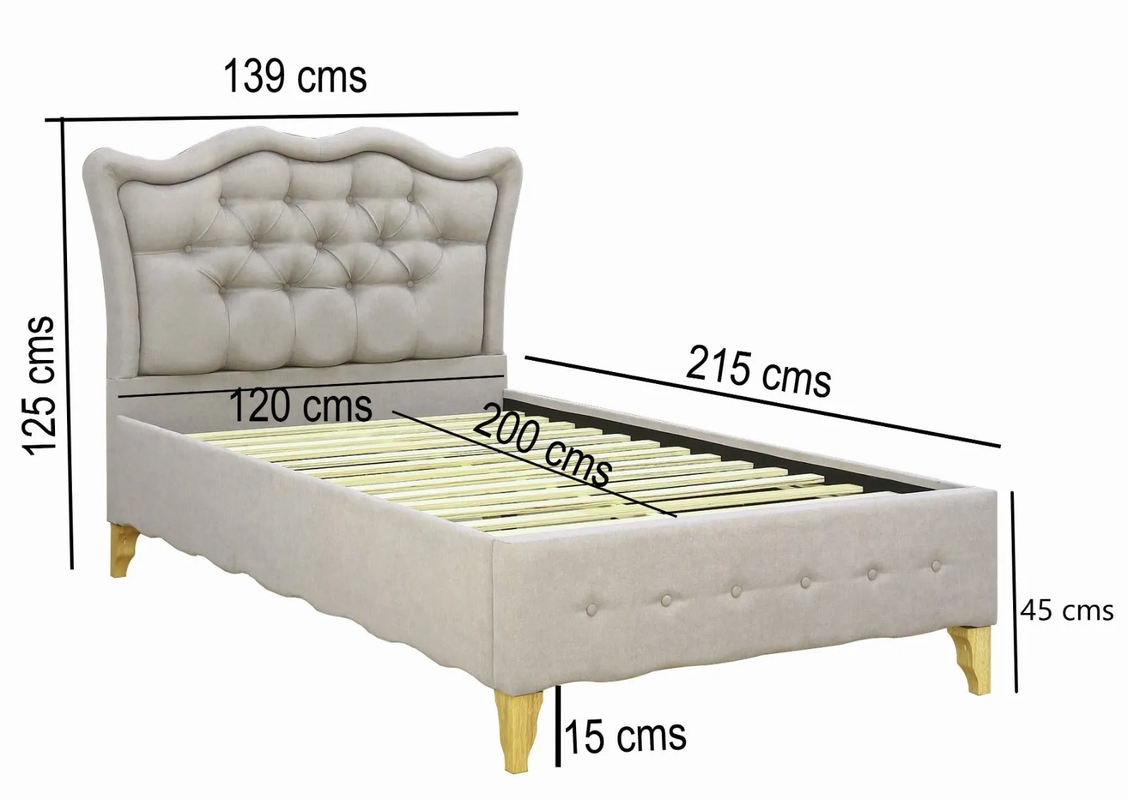 AFT PRIME TWIN BED FRAME UPHOLSTERED WITH SIDE TABLE