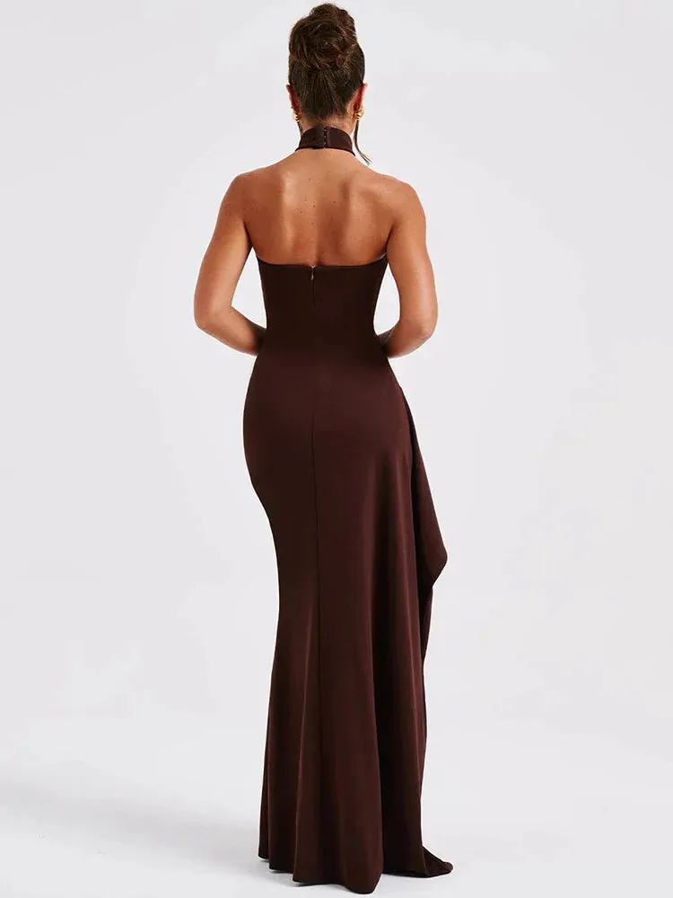 Amozae-A Sleeveless Thigh High Split Sexy Maxi Dress For Women Fashion Halter Backless Bodycon Club Party Long Dress Elegant