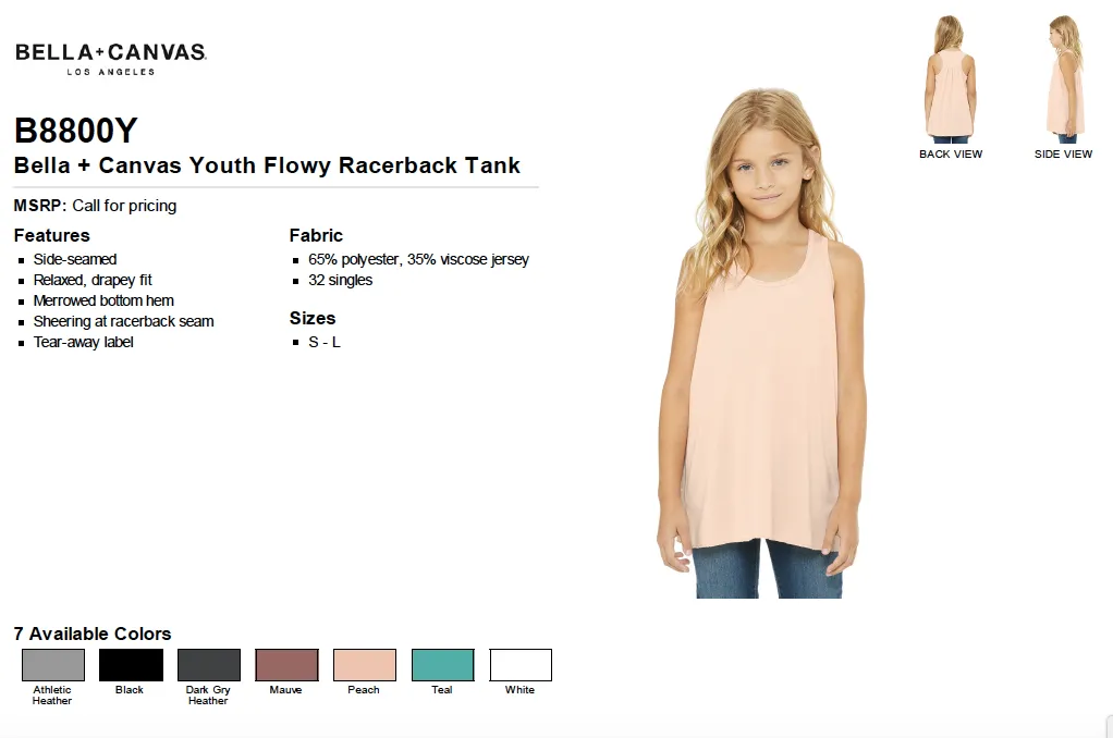 Bella Canvas Youth Flowy Racerback Tank
