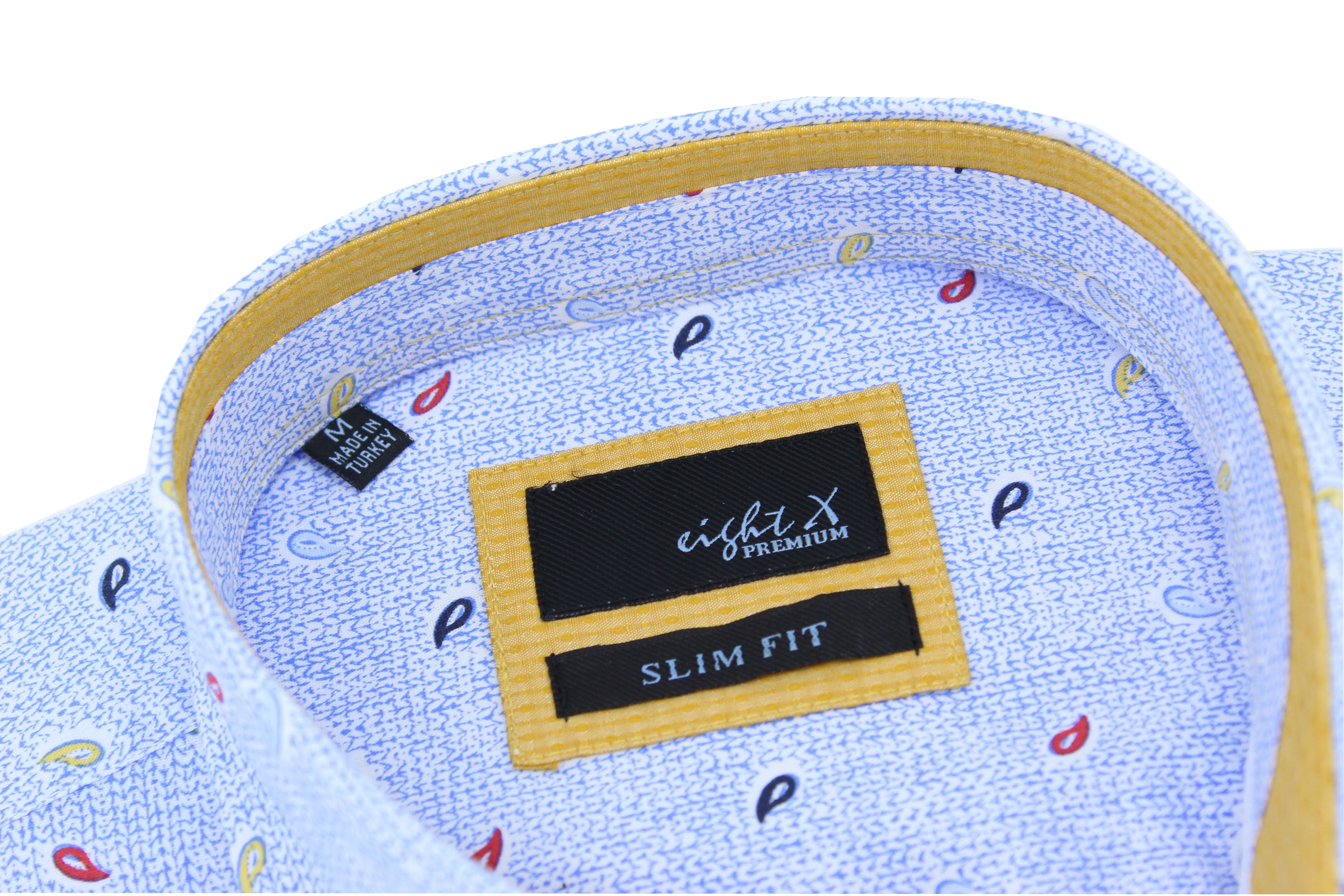 Blue  Tri-Color Paisley Short Sleeve Shirt