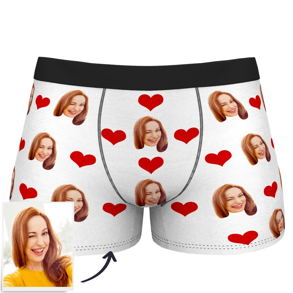 Custom Heart Face Boxer Briefs Men's Underwear with 3D Online Preview