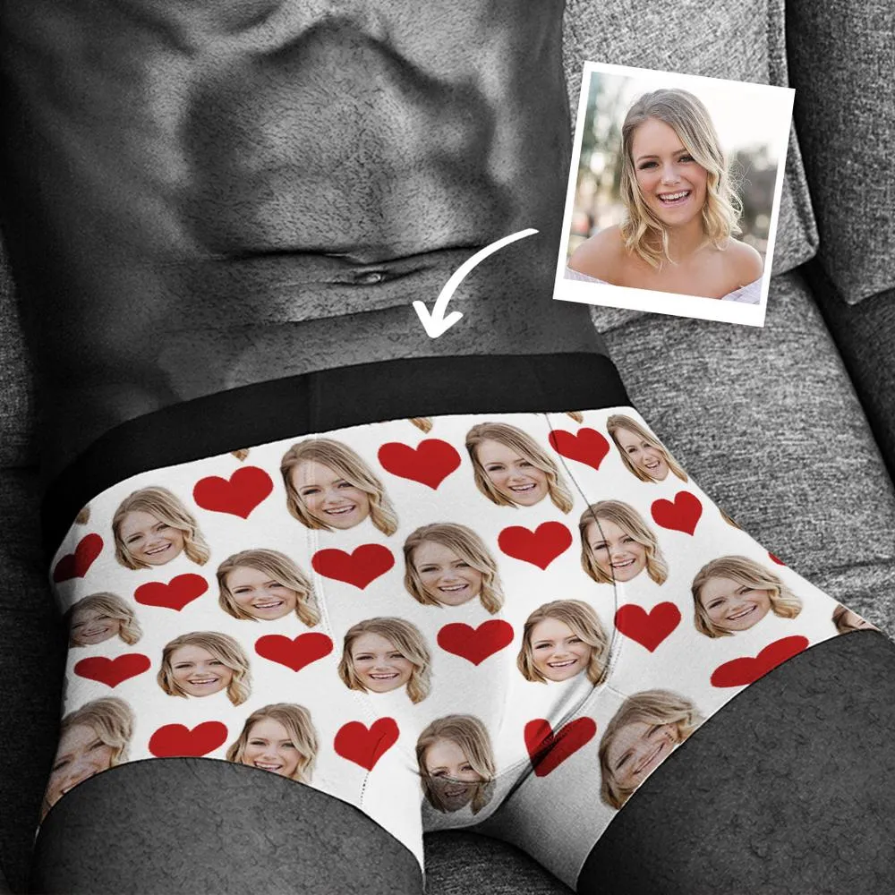 Custom Heart Face Boxer Briefs Men's Underwear with 3D Online Preview