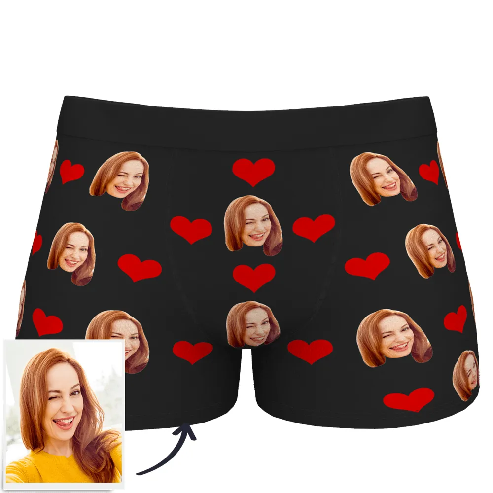 Custom Heart Face Boxer Briefs Men's Underwear with 3D Online Preview
