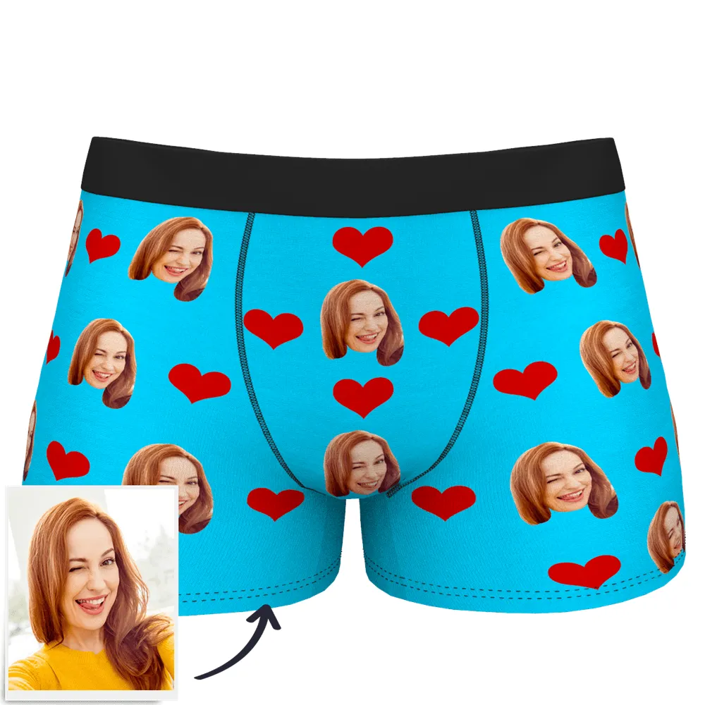 Custom Heart Face Boxer Briefs Men's Underwear with 3D Online Preview