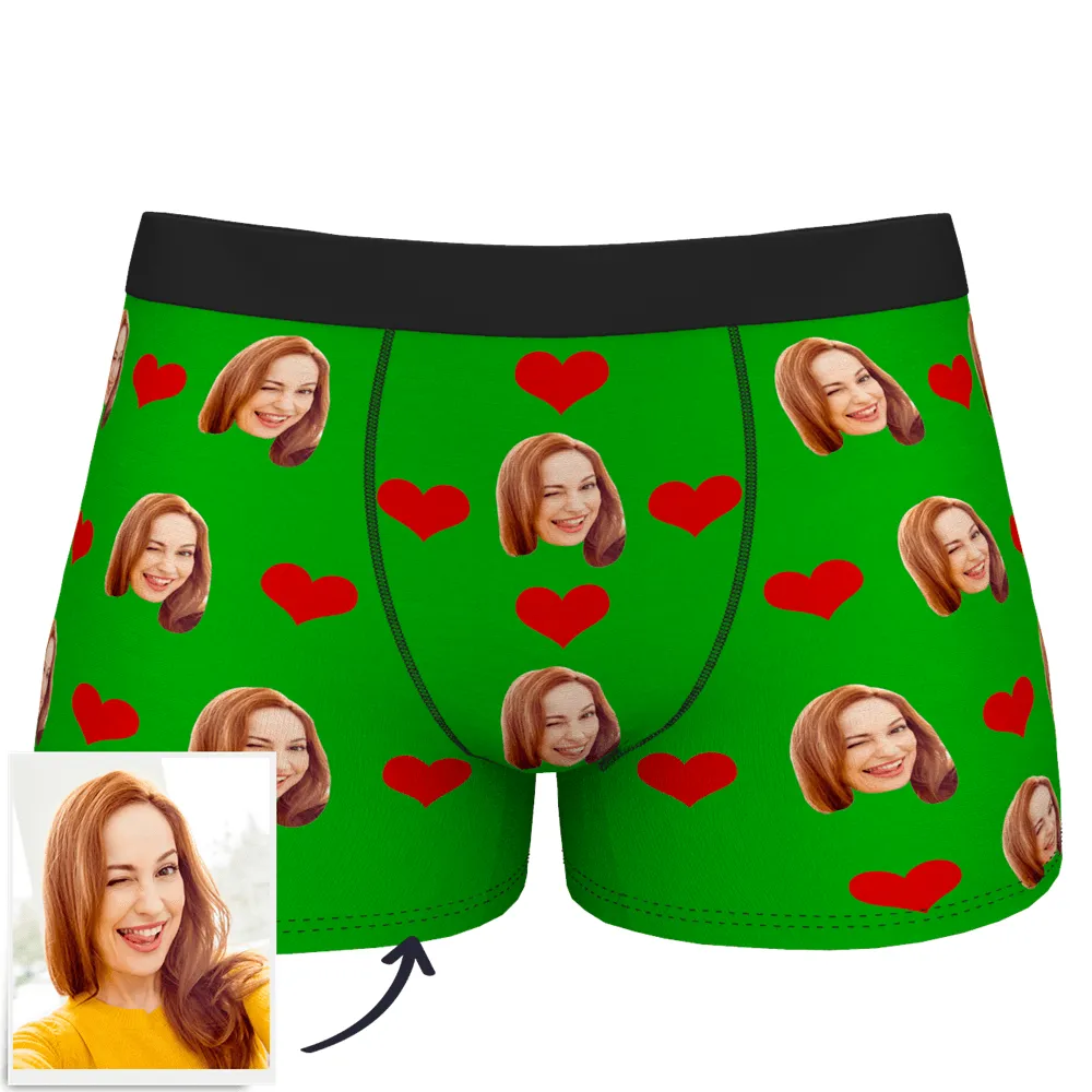 Custom Heart Face Boxer Briefs Men's Underwear with 3D Online Preview