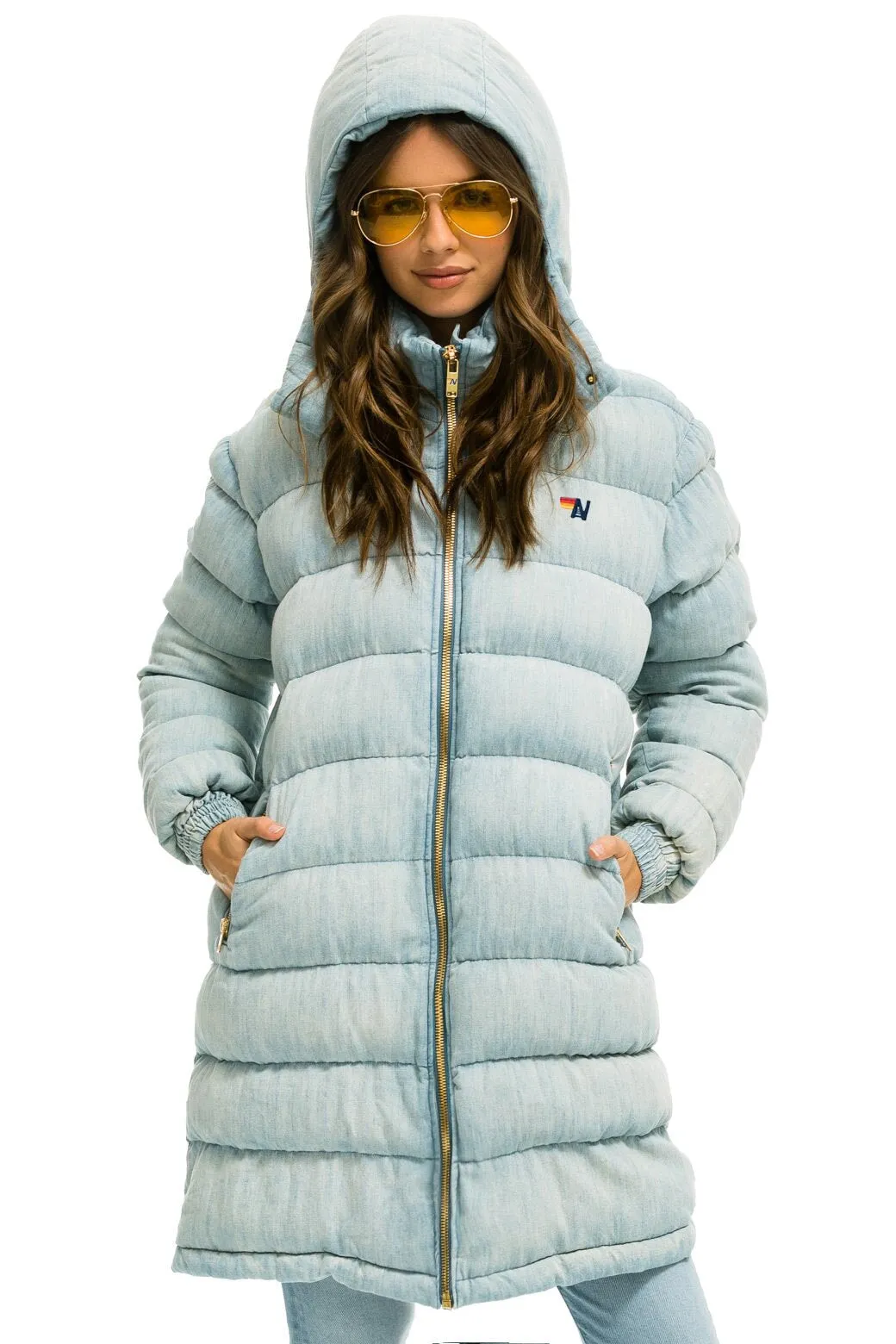 DENIM PUFFER LONG TREKKER JACKET - SUPER LIGHT