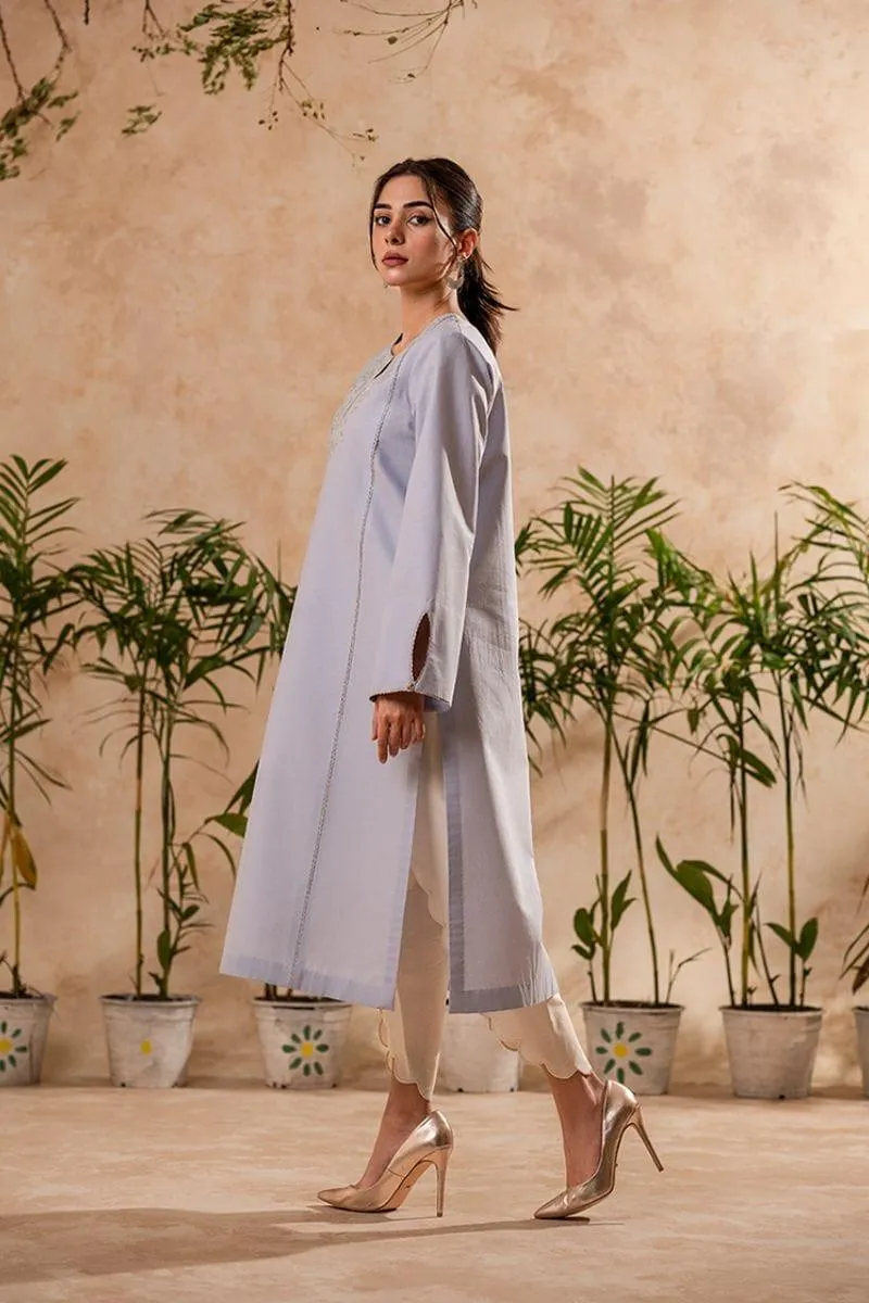 Fozia Khalid - Lilac Hint Tunic with Trouser - Cotton - 2 Piece