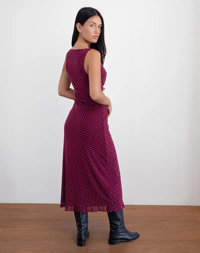 Gabriella Dress in Basic Polka Flock Berry
