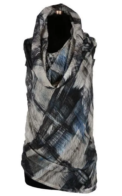 Hooded Cowl Tunic - Lovely Lace in Blue, Multi-Style (Only Two Small Left!)