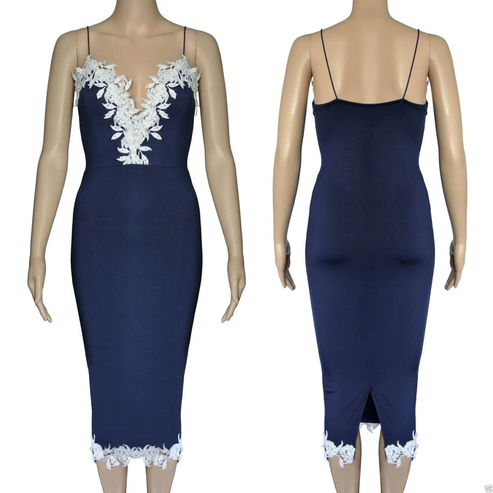 Lace Navy Blue Bodycon Dress