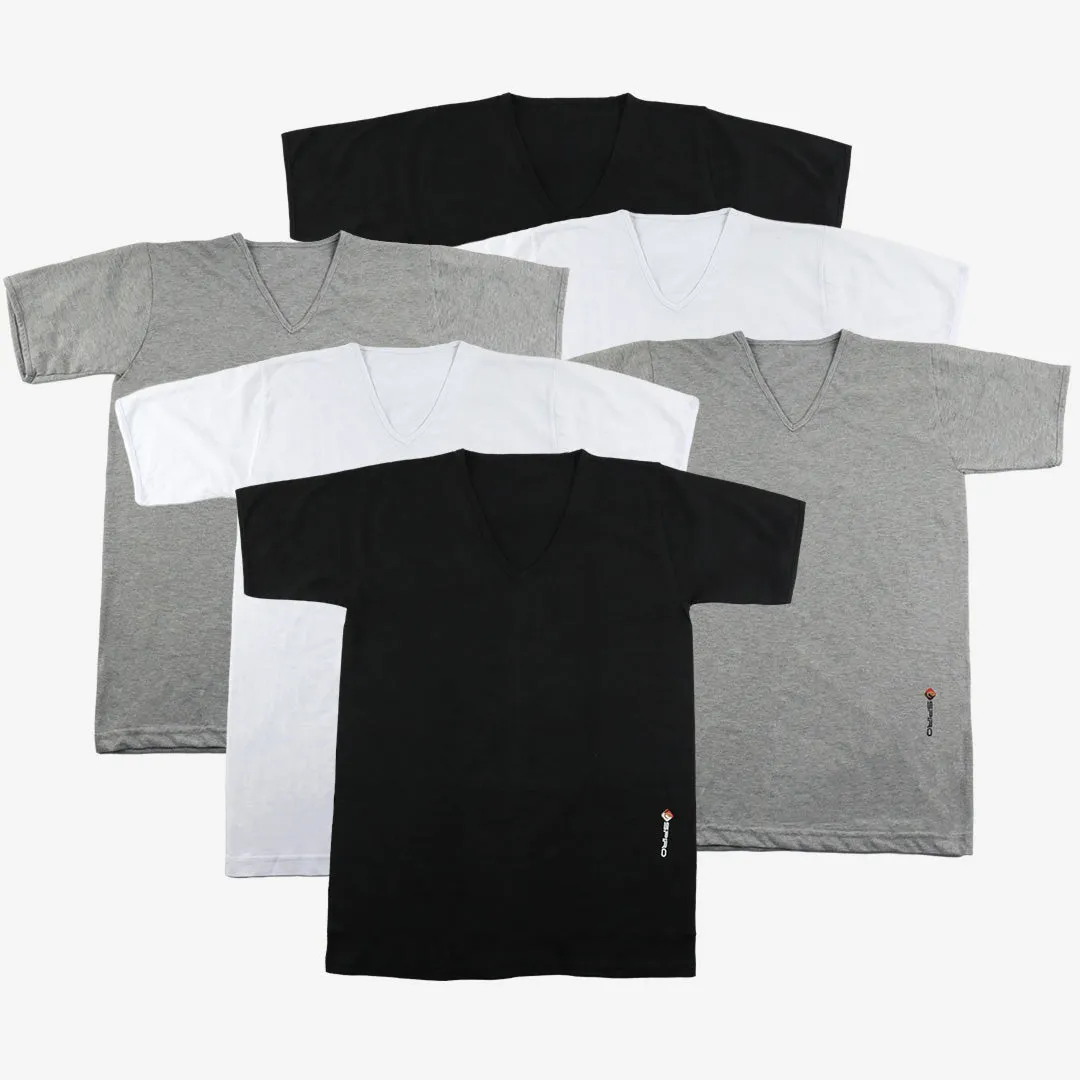 Lot de 6 T-shirts ESPIRO 100% Coton - Col V