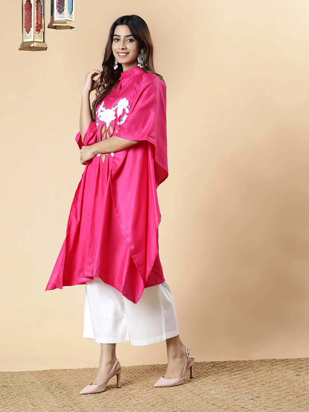 Magenta Rayon MandarinKurta - FloralHeartbeat