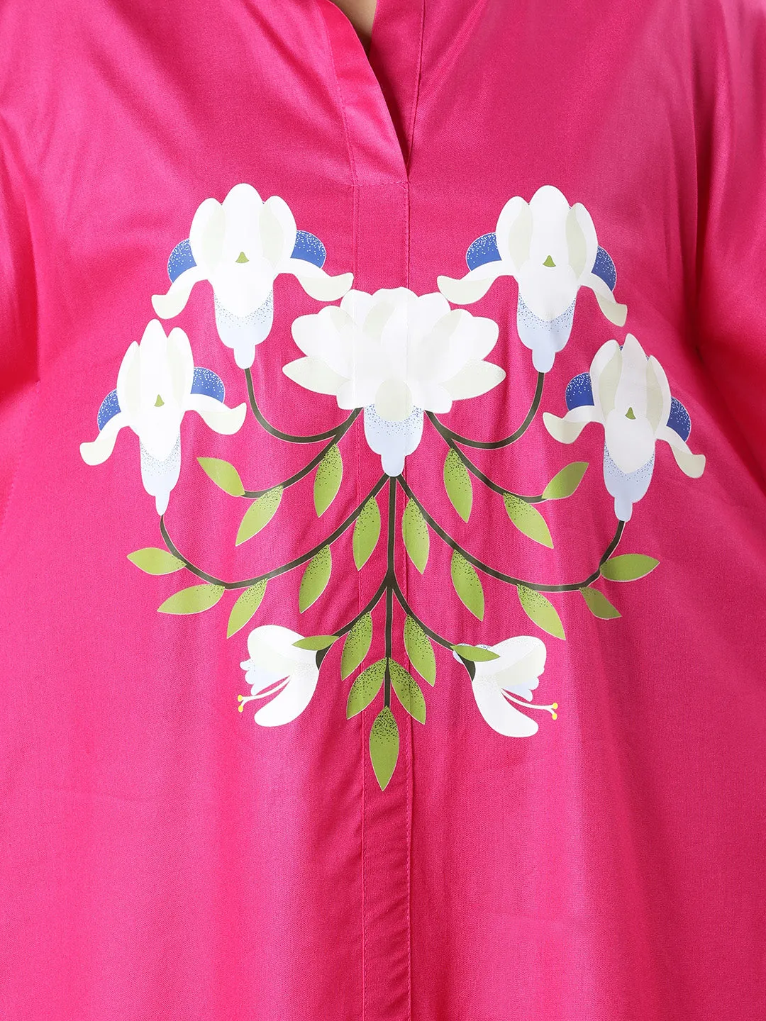Magenta Rayon MandarinKurta - FloralHeartbeat