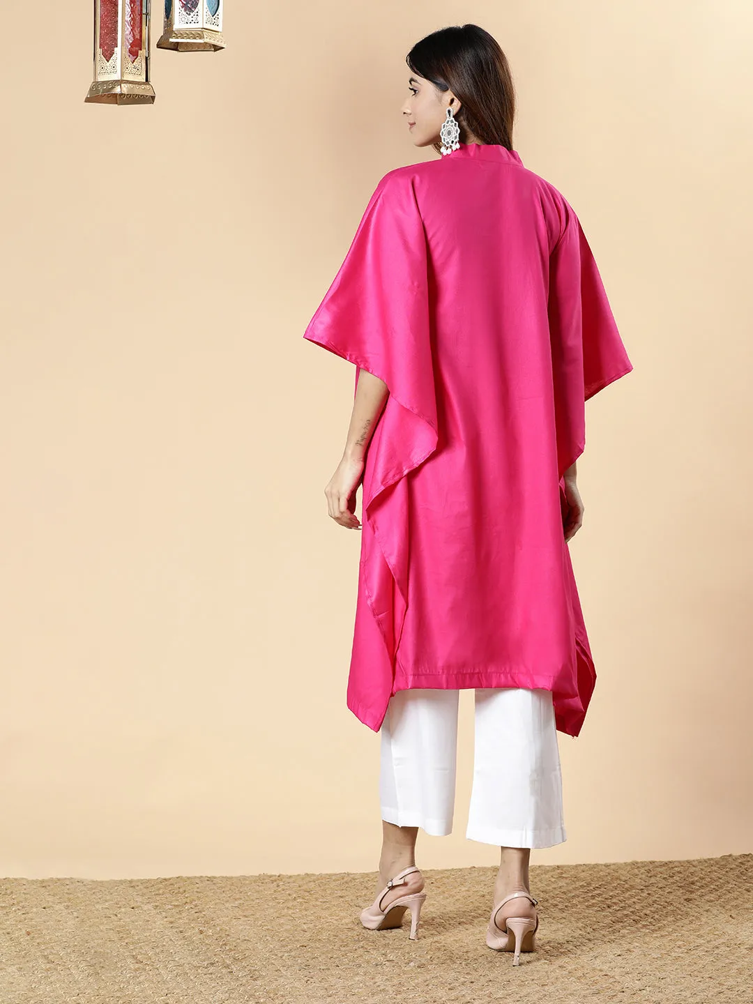 Magenta Rayon MandarinKurta - FloralHeartbeat
