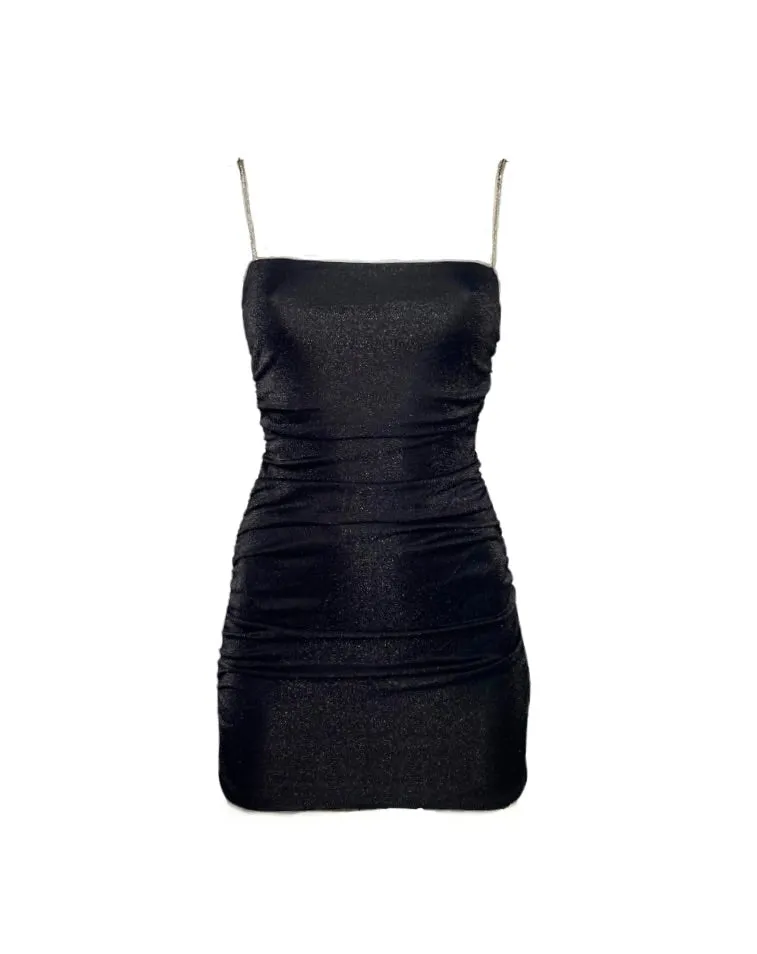 Maya Glitter Mini Dress - Black