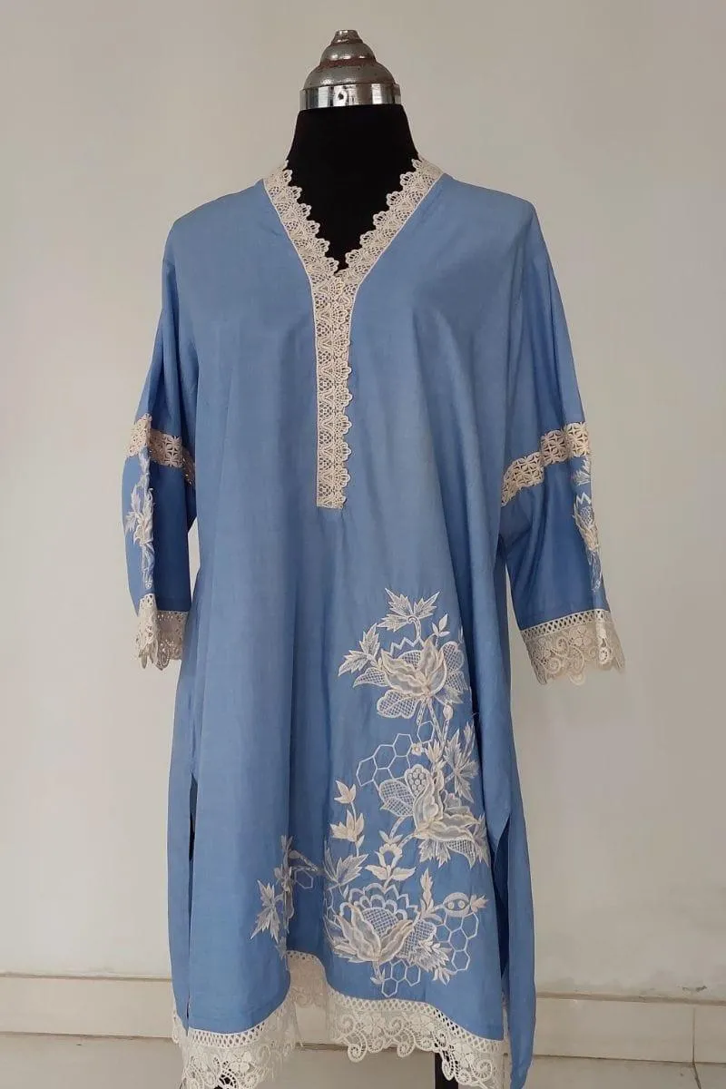 Mehr - RE 11 - Tunic - Blue - Embroidered - 1 Piece