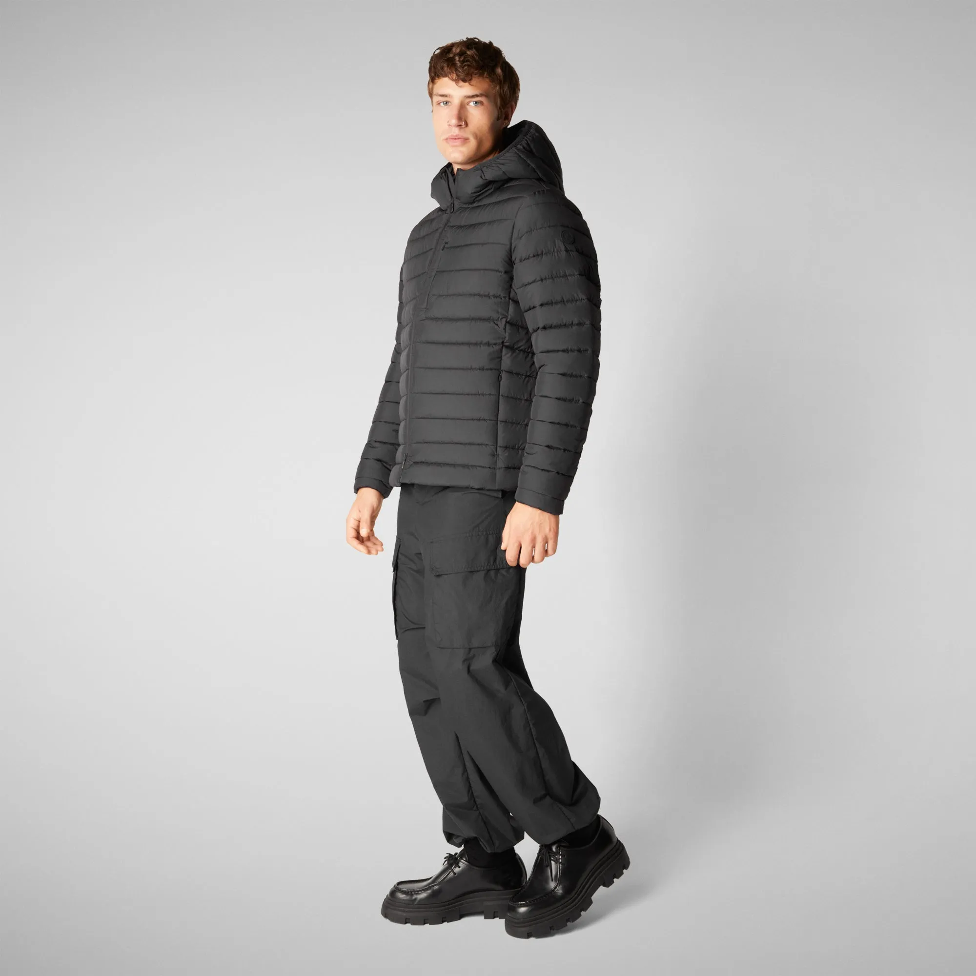 Men's Hooded Animal free Puffer Jacket Juncus in Black
