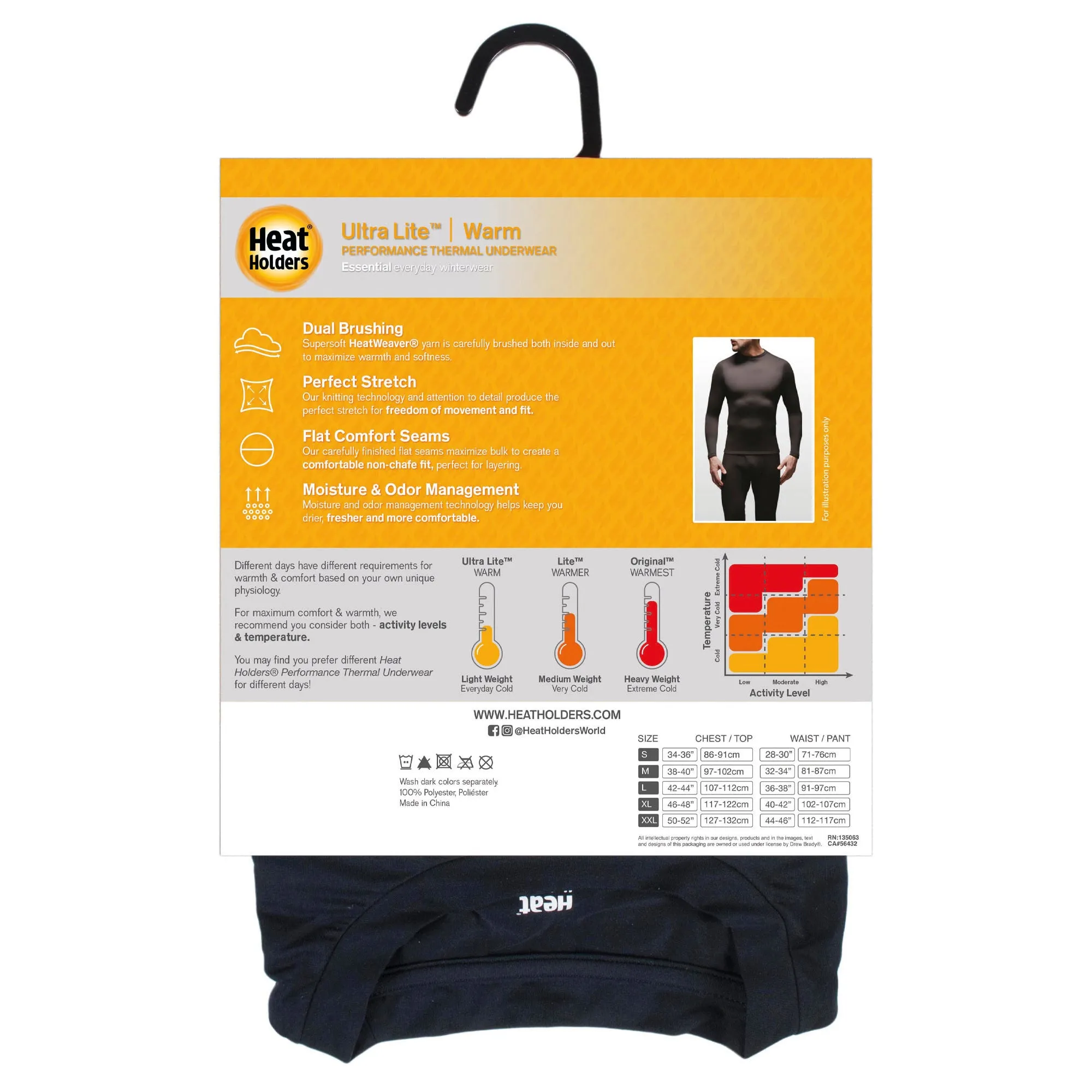 Mens Ultra Lite Thermal Underwear Top - Black