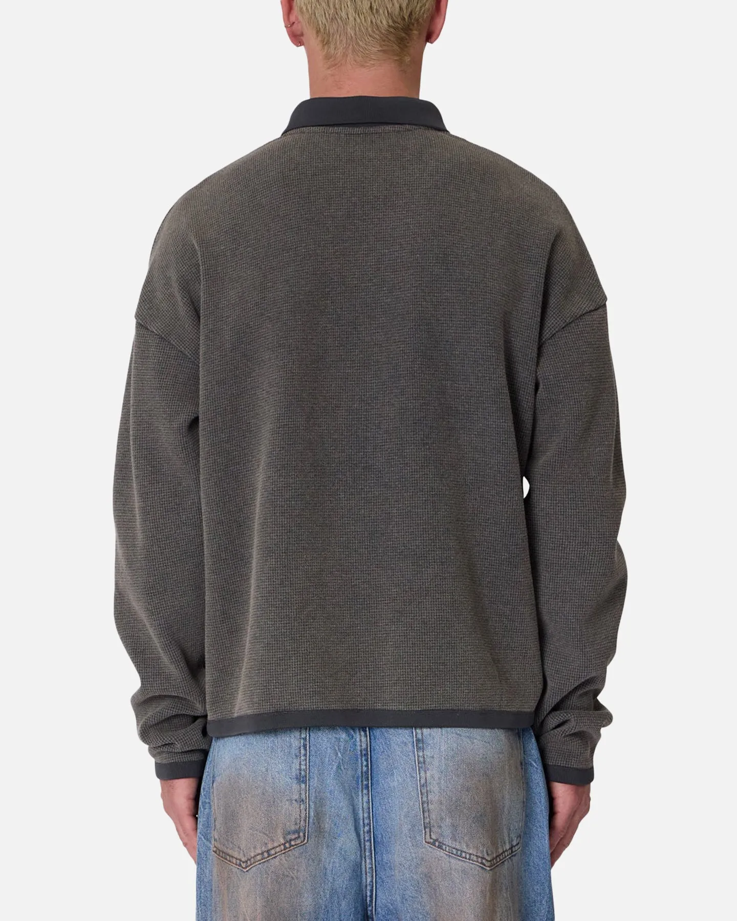 MNML Polo Thermal Long Sleeve T-Shirt Charcoal Grey