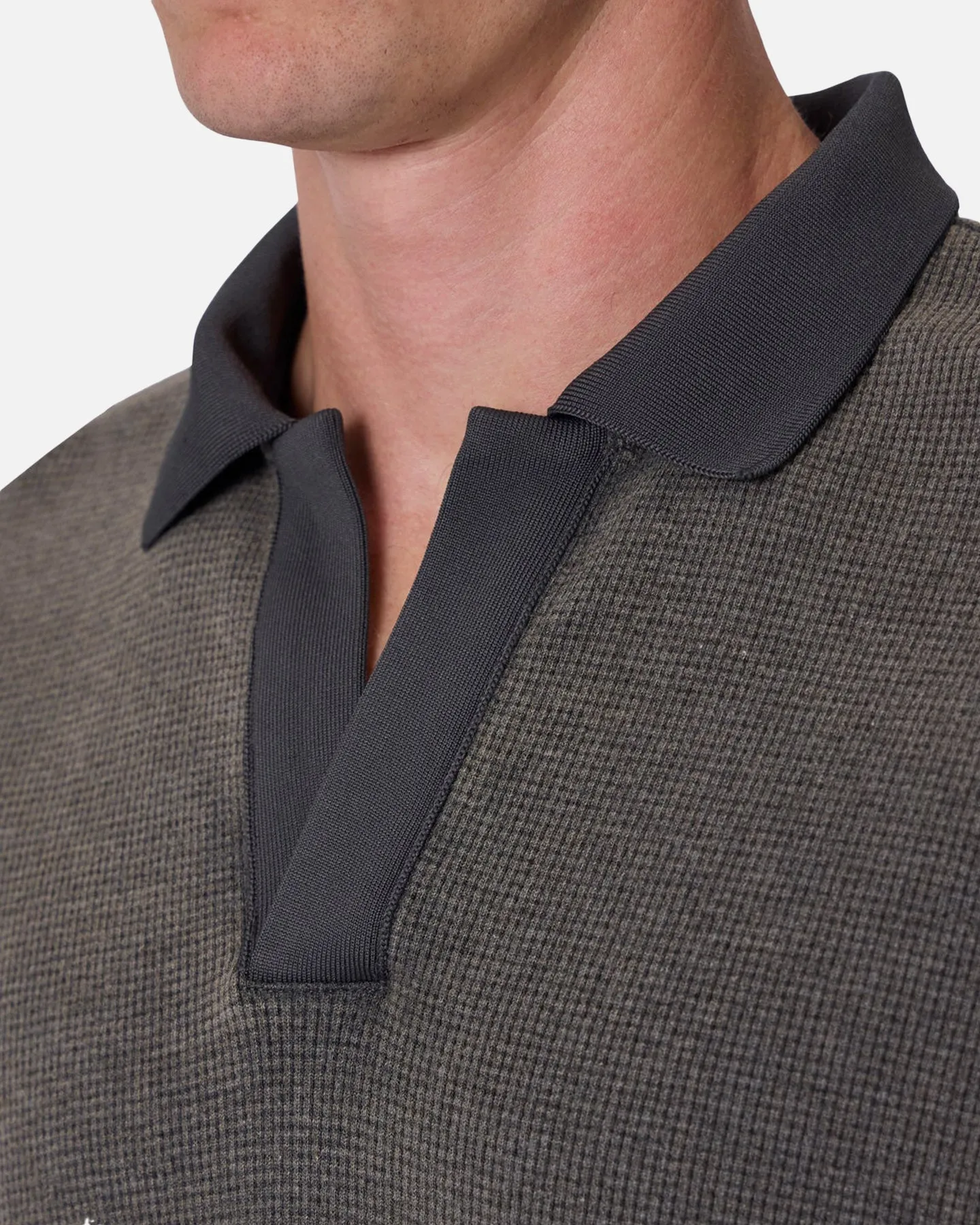 MNML Polo Thermal Long Sleeve T-Shirt Charcoal Grey