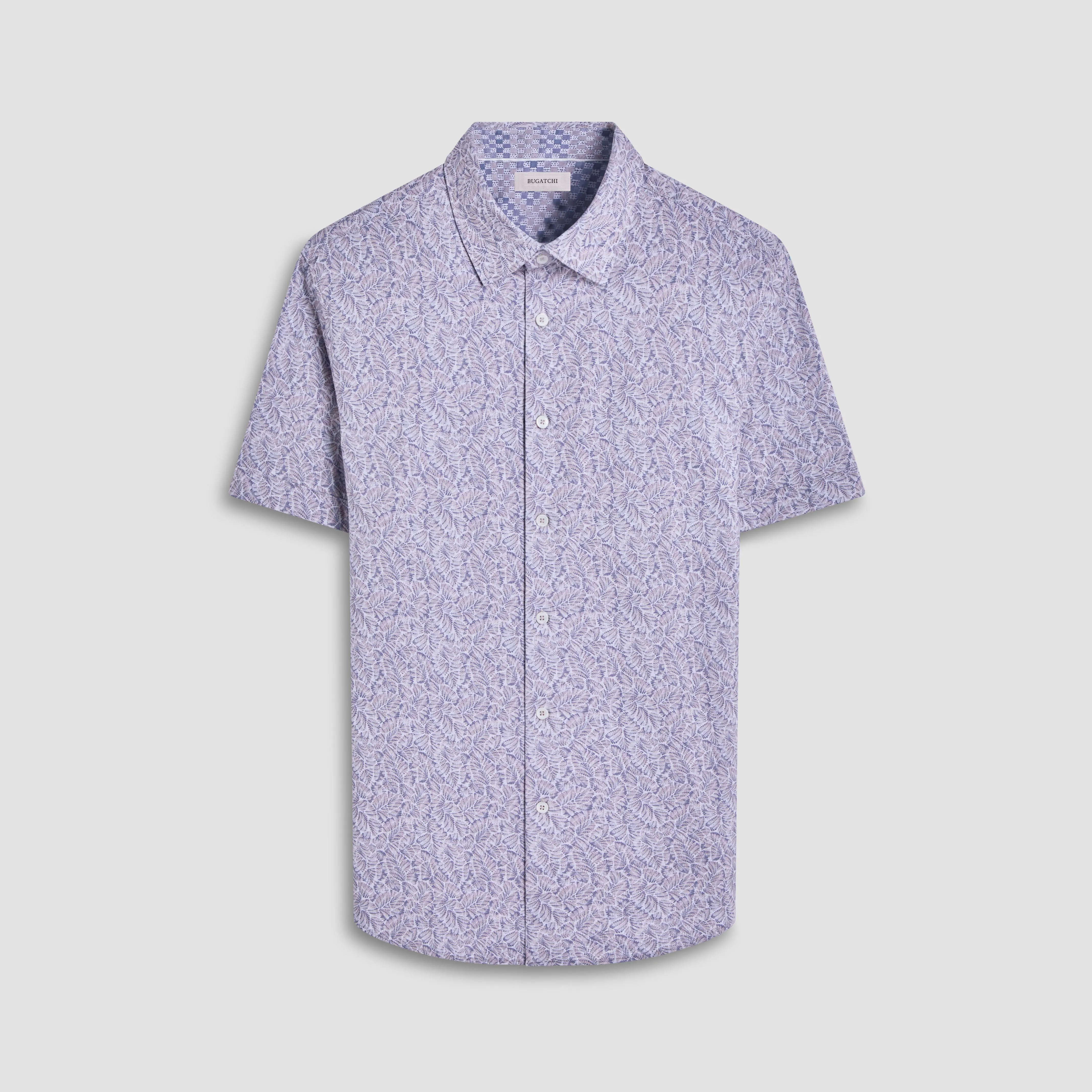 Myron Double-Sided Leaf & Check OoohCotton Short-Sleeve Shirt