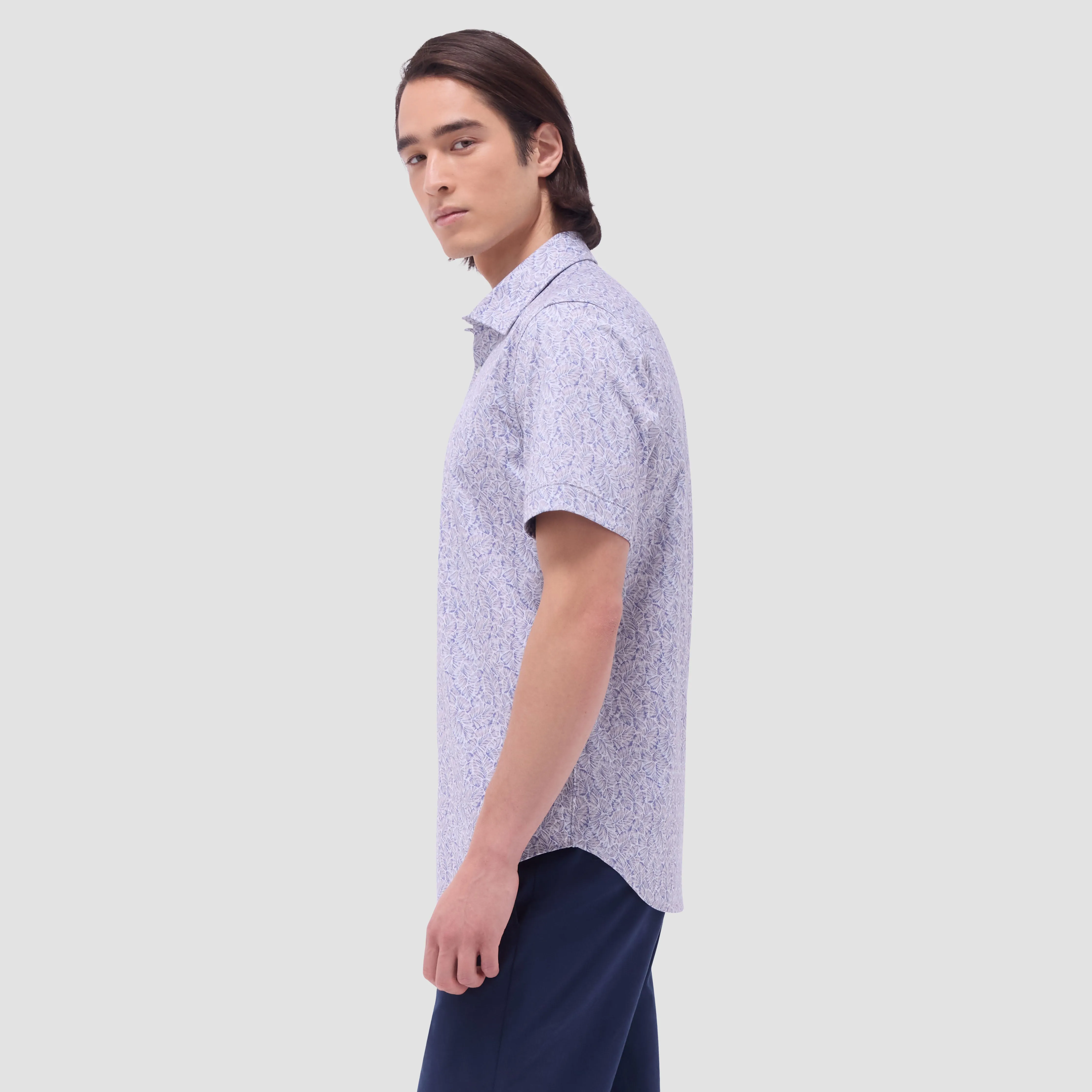 Myron Double-Sided Leaf & Check OoohCotton Short-Sleeve Shirt