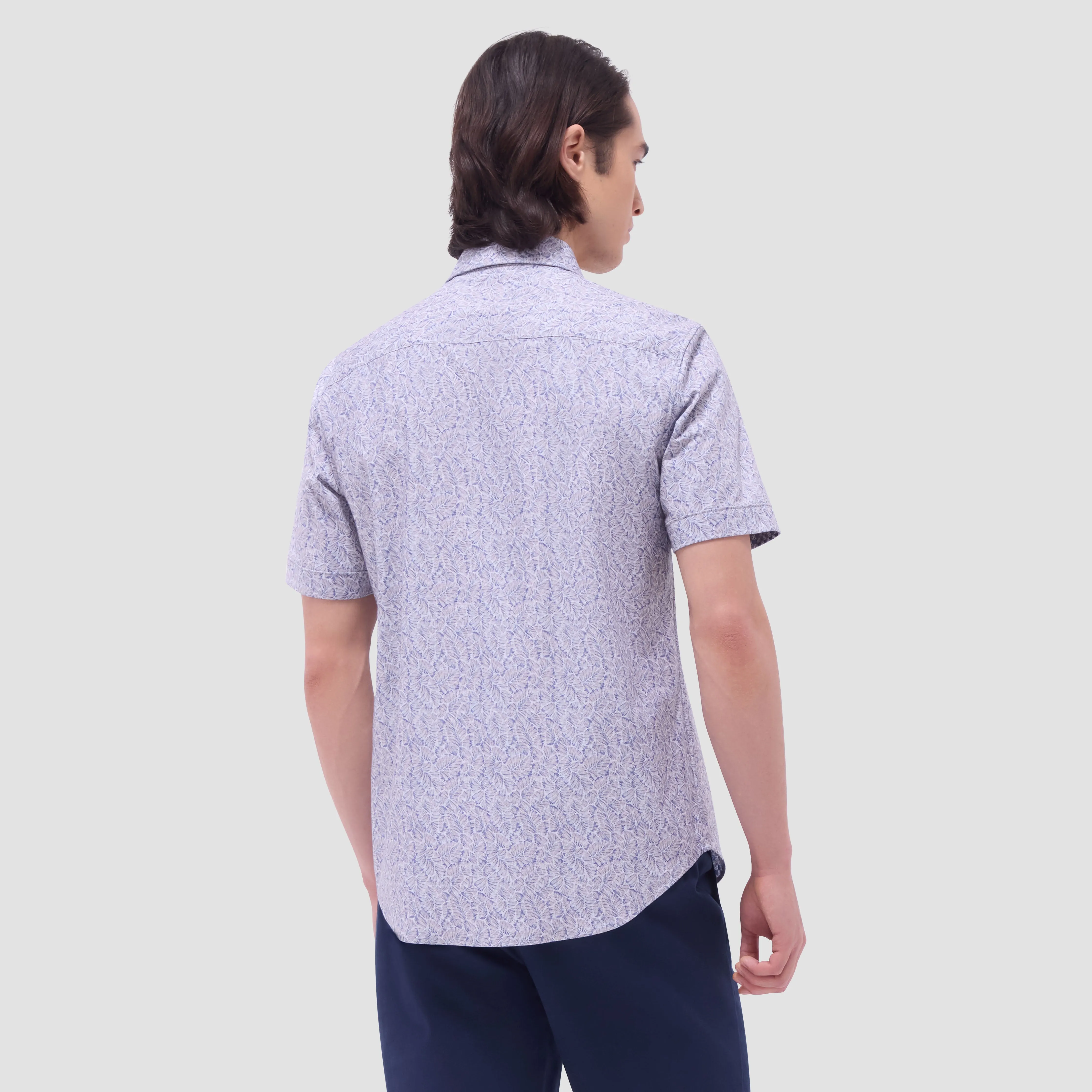 Myron Double-Sided Leaf & Check OoohCotton Short-Sleeve Shirt