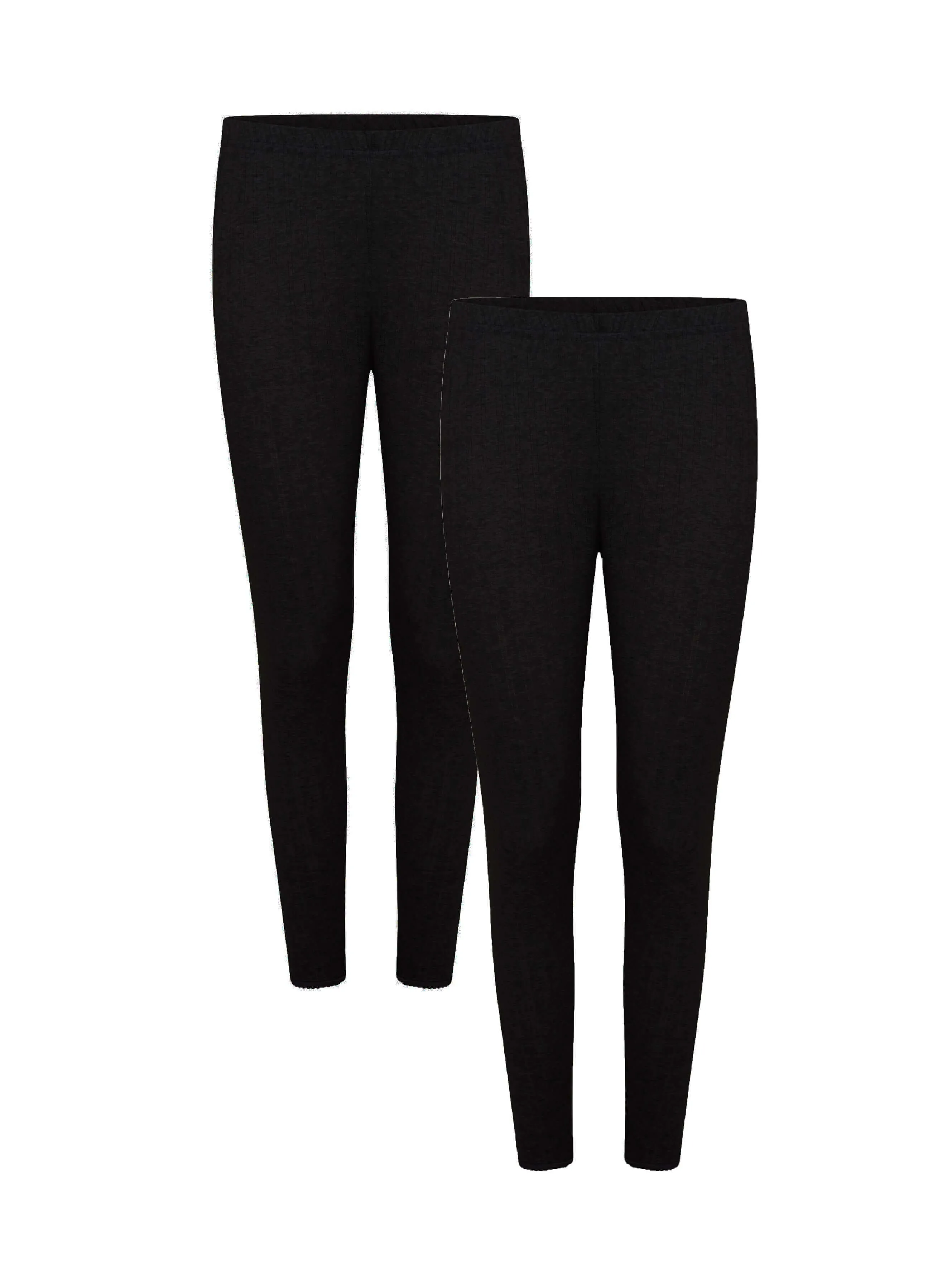 Pack of 2 Womens Thermal Pants Advanced Insulating Yarn Cotton Rich Ribbed Comfort Fit for Running Hiking Workwear in White Grey Black by Heatwave Thermalwear