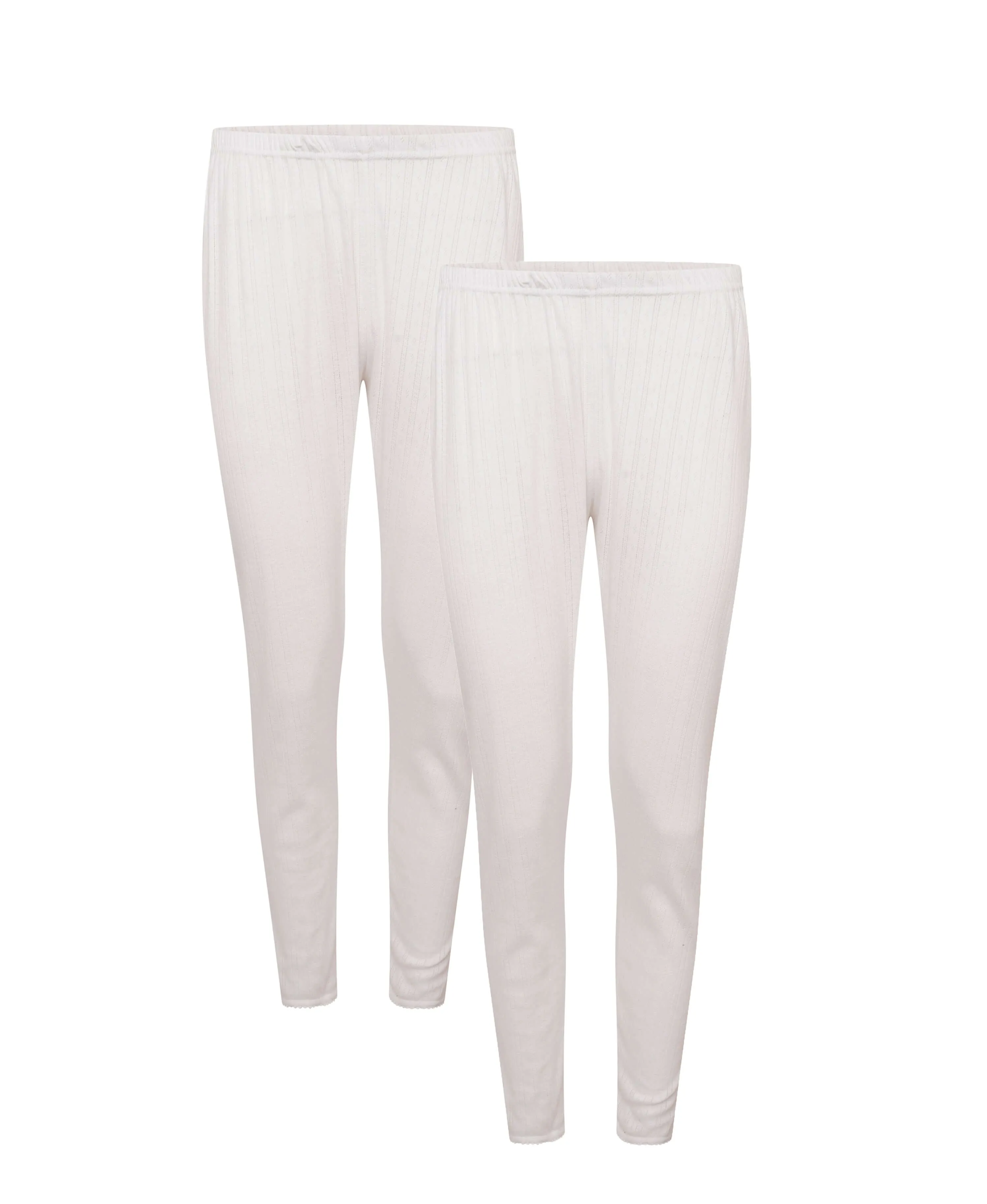 Pack of 2 Womens Thermal Pants Advanced Insulating Yarn Cotton Rich Ribbed Comfort Fit for Running Hiking Workwear in White Grey Black by Heatwave Thermalwear