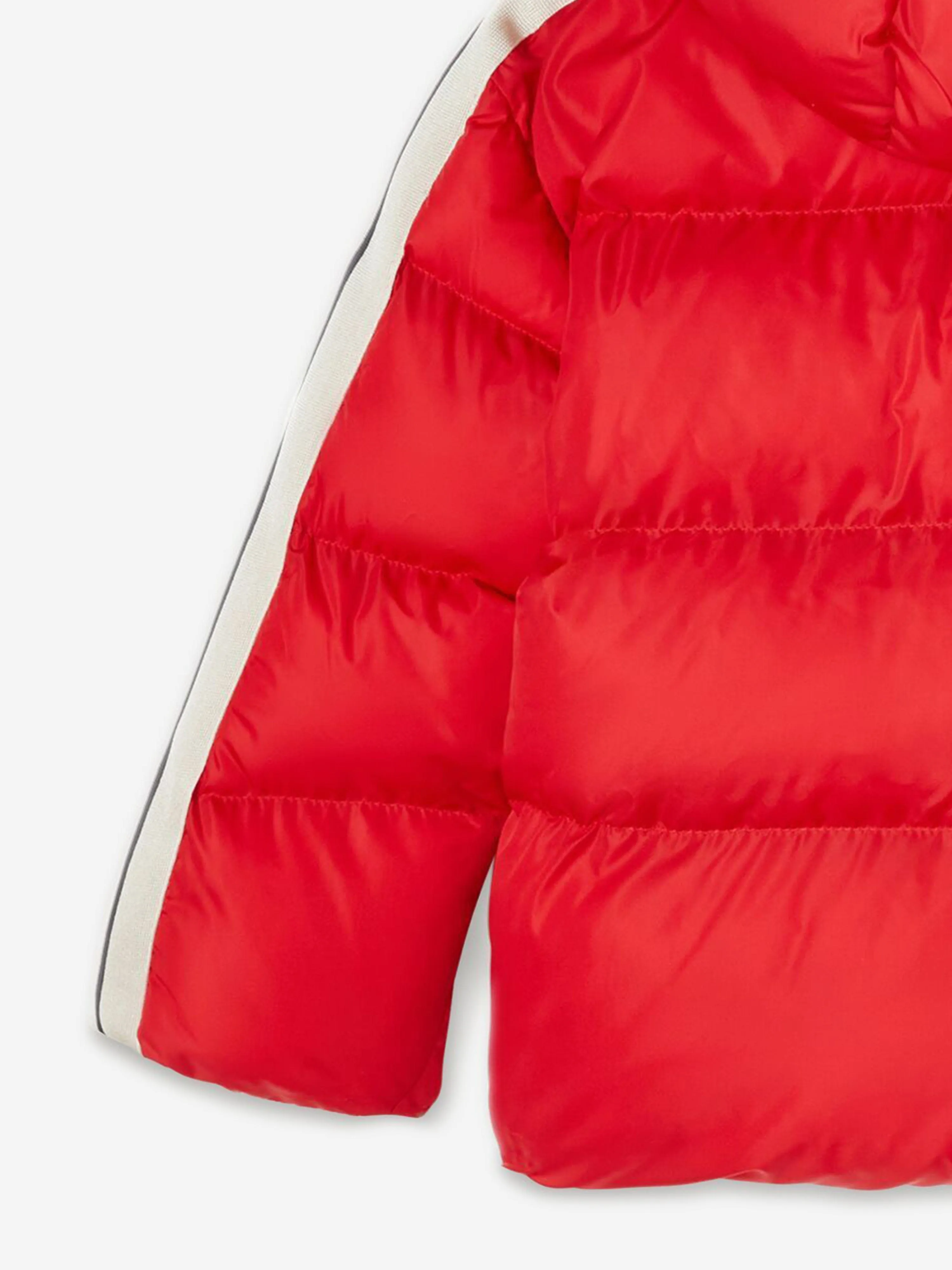 Palm Angels Kids Track Hooded Puffer Jacket in Red