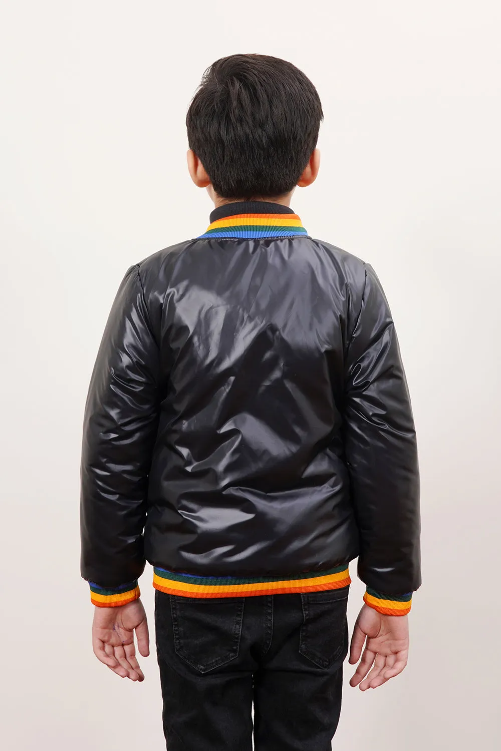 Quilted Puffer Jacket With Rainbow Rib