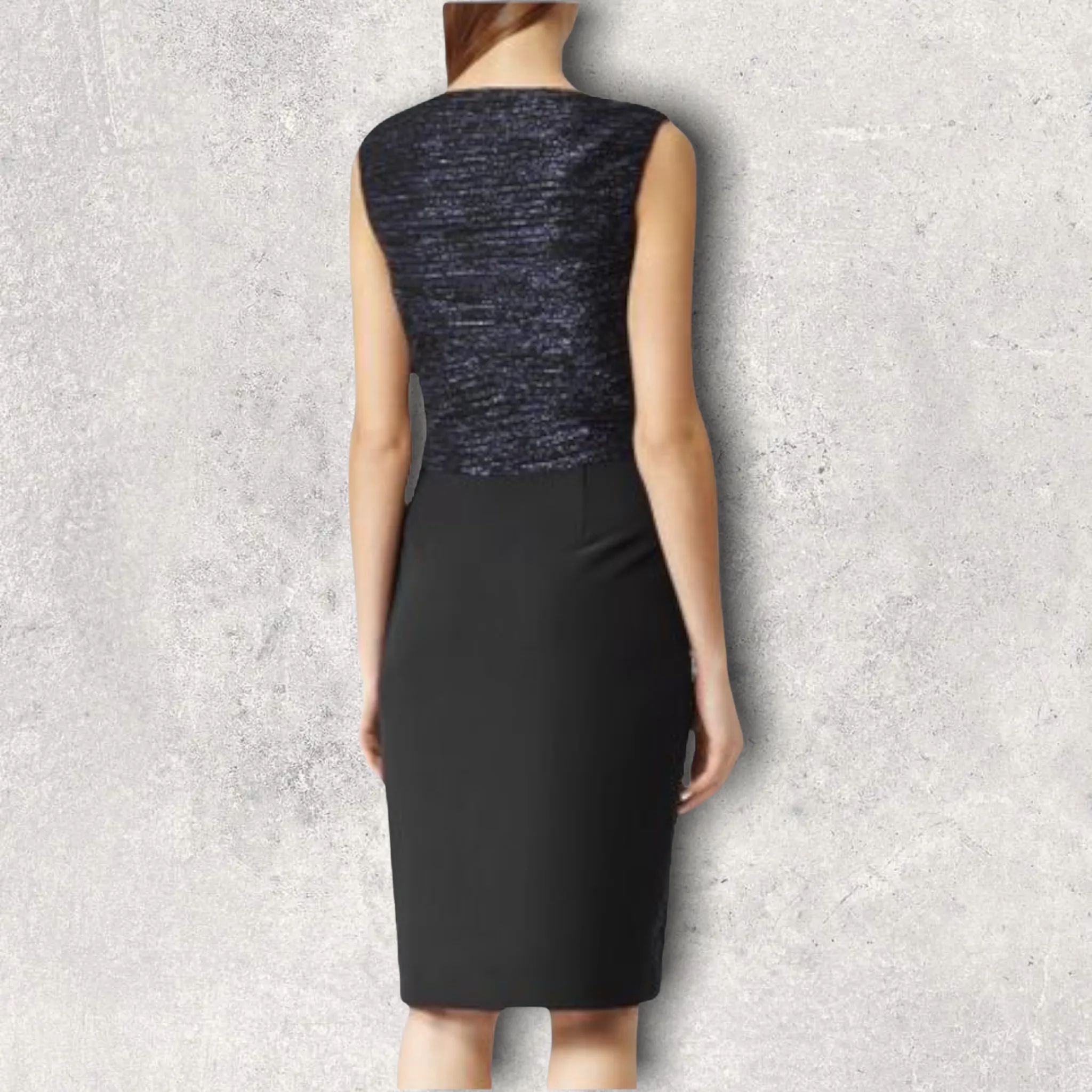Reiss Alexei Navy Sparkly Lurex Sleeveless Bodycon Dress UK 12 US 8 EU 40  RRP £245