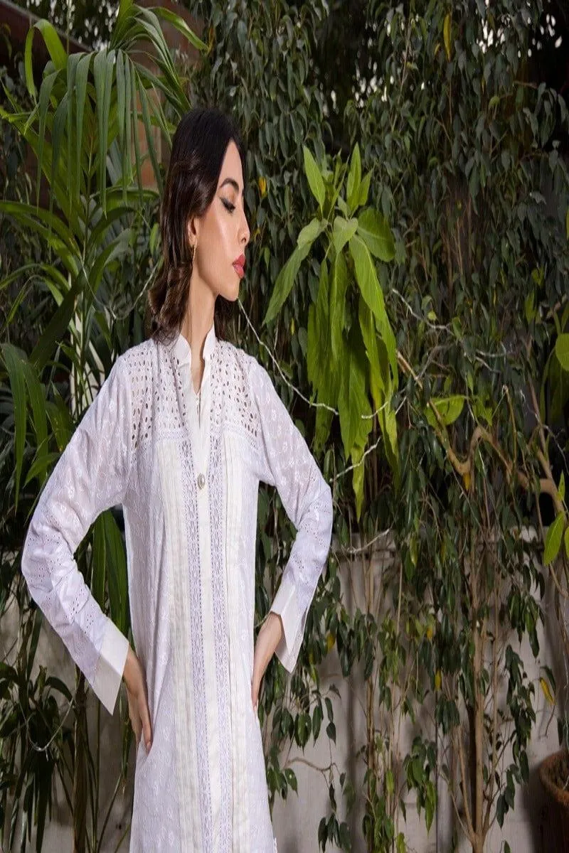 Shehrnaz - White Chikan Tunic - SHK-1056