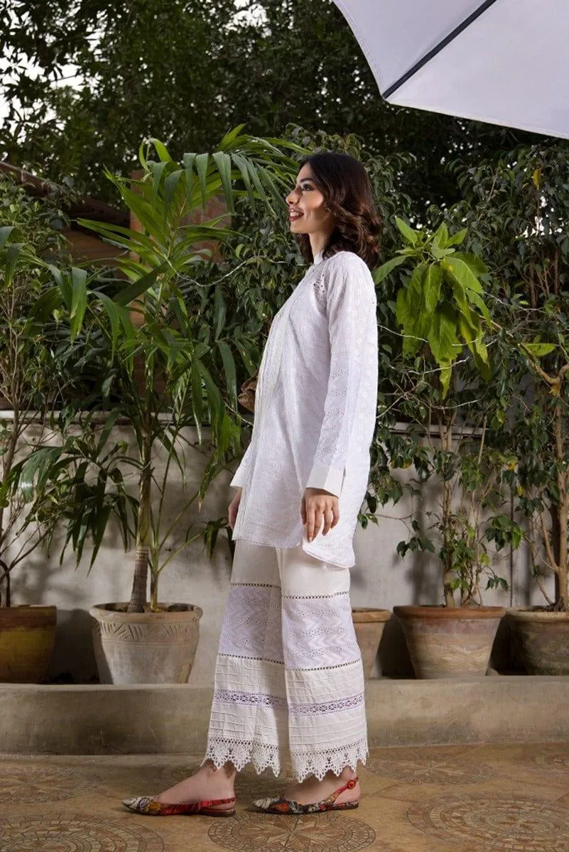 Shehrnaz - White Chikan Tunic - SHK-1056