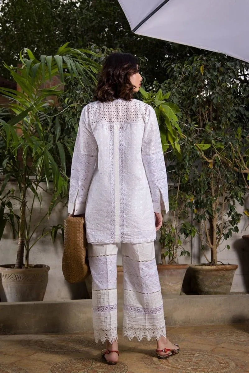 Shehrnaz - White Chikan Tunic - SHK-1056