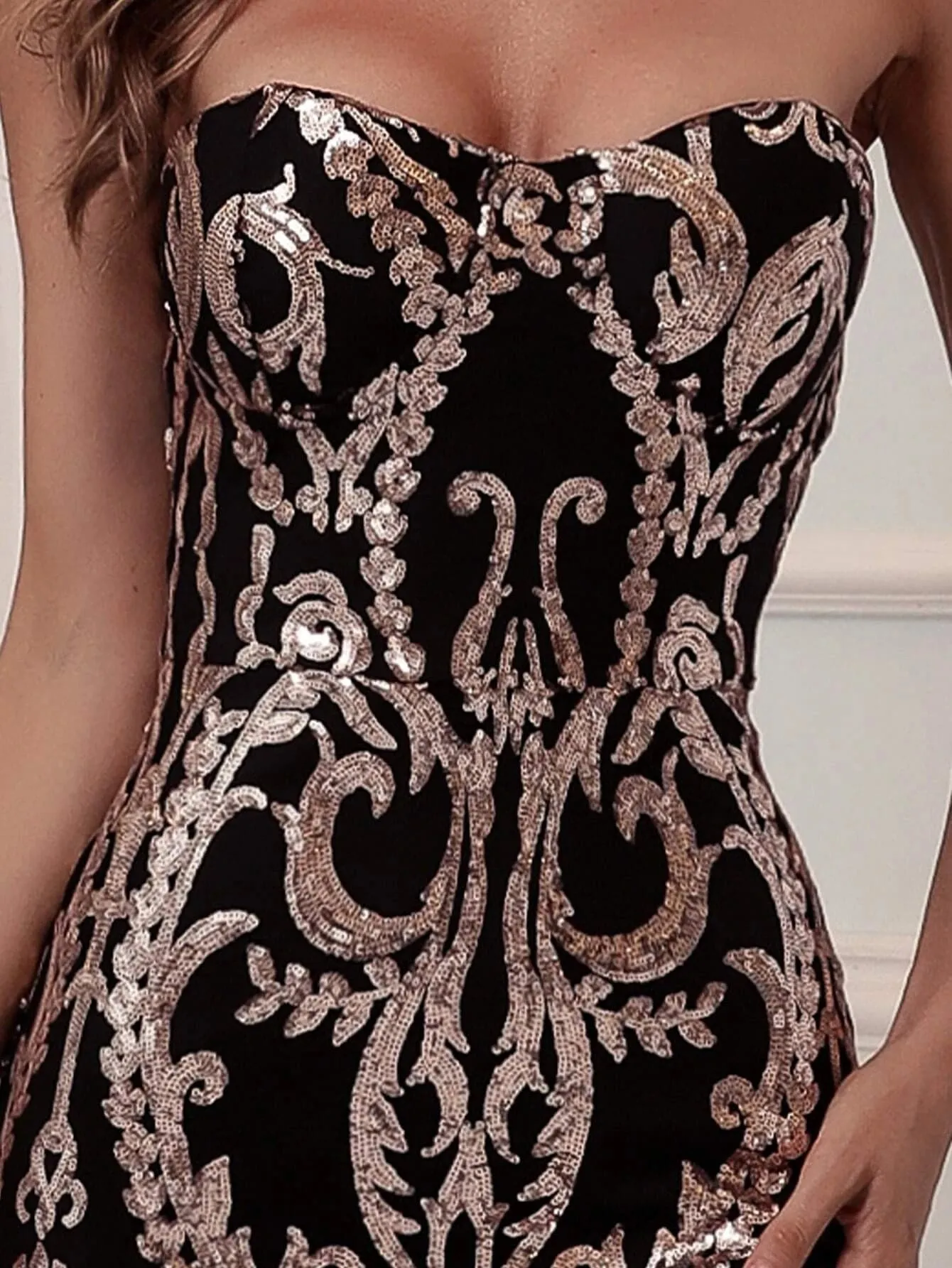 Strapless Maxi Sequin Dress FT8888