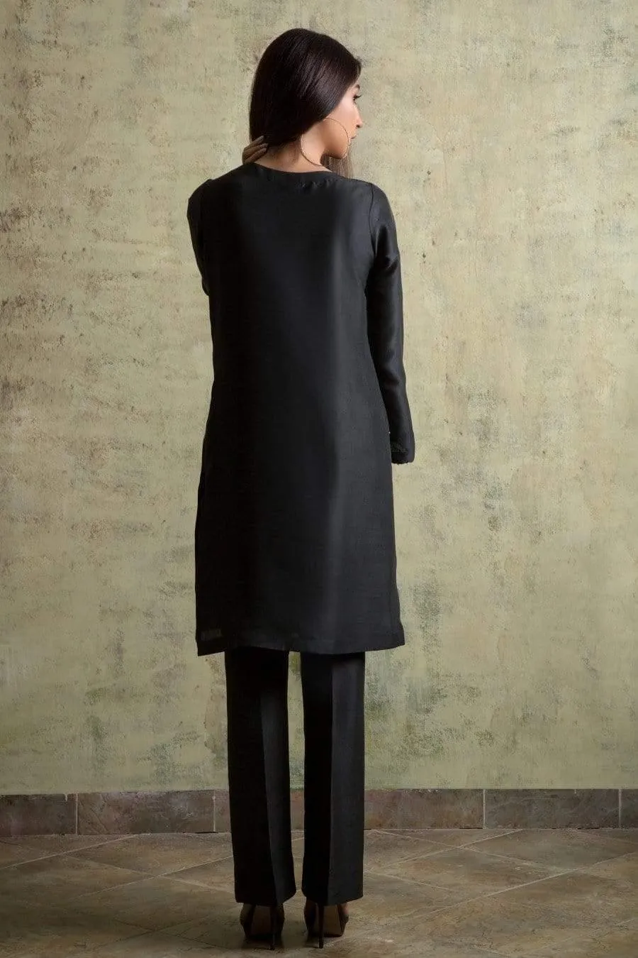 Yasmin Zaman - E-74 - Charcoal Grey - Raw Silk -  3 Piece